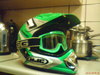 motorcross helmet and goggles