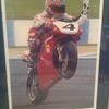 red ruby.. framed print of carl fogarty motorsport art, for tv tablet wheels what have you got?