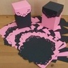 6 Black and Cerise Die cut Favour Boxes