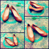 Tan Almond Toe Shoes With A Low Heel  Size 4