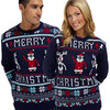 FAIRISLE UNISEX NOVELTY MERRY XMAS DESIGN JUMPER (NAVY)