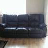 3 SEATER DARK BROWN LEATHER RECLINER + BIG BLACK LEATHER CHAIR