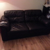 3 seater and 2 seater black leather sofas