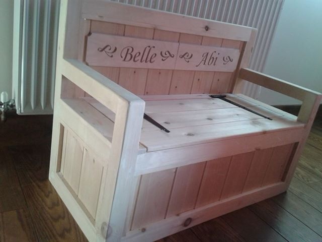 Handmade wooden toy box seats