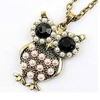 pink pearl Owl necklace