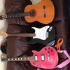 Yamaha Acoustic, Les Paul Electric, Burswood Electric. + Amp + Wires