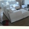 3 seater corner , 2 seater and footstool in white leather swaps