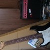 left handed guitar and amp