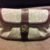 DKNY Monogram handbag Beige + Brown material + leather with gold hardware