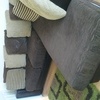 brown corner sofa, fabric.