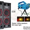 PA Speakers - 1200w & mini laser - HIRE