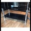 2 tier black shine glass coffee table