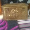 old brass box with hinged lid
