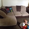 Brown fabric corner sofa