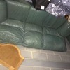 Green leather 3 seater sofa