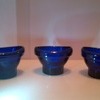Set of 3 Vintage Blue Glass Eye Baths