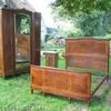 Antique French empire style bedroom suite 3 door robe double bed and night table