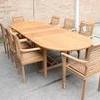 Lovely Huge Indonesian Fine Grade A Teak Oval Extending Garden Set with 8 chairs and Cushions