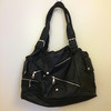 Black Zip PU Leather Handbag