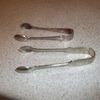 2 x silver sugar tongs