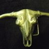 collectible bull skull brass belt buckle very old