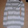 Silver and Grey Stripped V-Neck Jumper