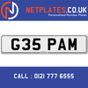 G35 PAM Registration Number Private Plate Cherished Number Car Registration Personalised Plate