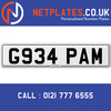 G934 PAM Registration Number Private Plate Cherished Number Car Registration Personalised Plate