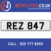 REZ 847 Registration Number Private Plate Cherished Number Car Registration Personalised Plate