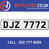 DJZ 7772 Registration Number Private Plate Cherished Number Car Registration Personalised Plate