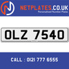 OLZ 7540 Registration Number Private Plate Cherished Number Car Registration Personalised Plate