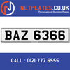 BAZ 6366 Registration Number Private Plate Cherished Number Car Registration Personalised Plate