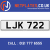 LJK 722 Registration Number Private Plate Cherished Number Car Registration Personalised Plate