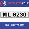 WIL 8230 Registration Number Private Plate Cherished Number Car Registration Personalised Plate