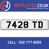 7428 TD Registration Number Private Plate Cherished Number Car Registration Personalised Plate