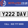 Y222 DAV Registration Number Private Plate Cherished Number Car Registration Personalised Plate