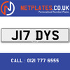 J17 DYS Registration Number Private Plate Cherished Number Car Registration Personalised Plate