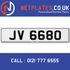Jv 6680 Registration Number Private Plate Cherished Number Car Registration Personalised Plate
