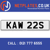 KAW 22S Registration Number Private Plate Cherished Number Car Registration Personalised Plate