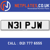 N31 PJW Registration Number Private Plate Cherished Number Car Registration Personalised Plate