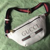 gucci logo beltbag white leather