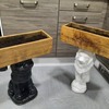 2x lion statues with planters