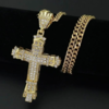Large gold cross solid curb chain