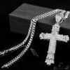Large silver cross solid curb chain