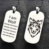 wolf dog tag silver and black