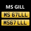 MS GILL Cherished Number Plate